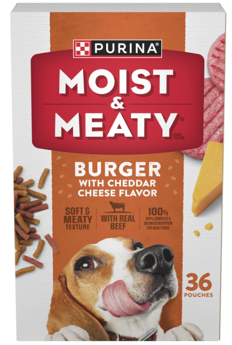 Purina Moist and Meaty Burger With Cheddar Cheese Flavor Dry Soft Dog Food Pouches