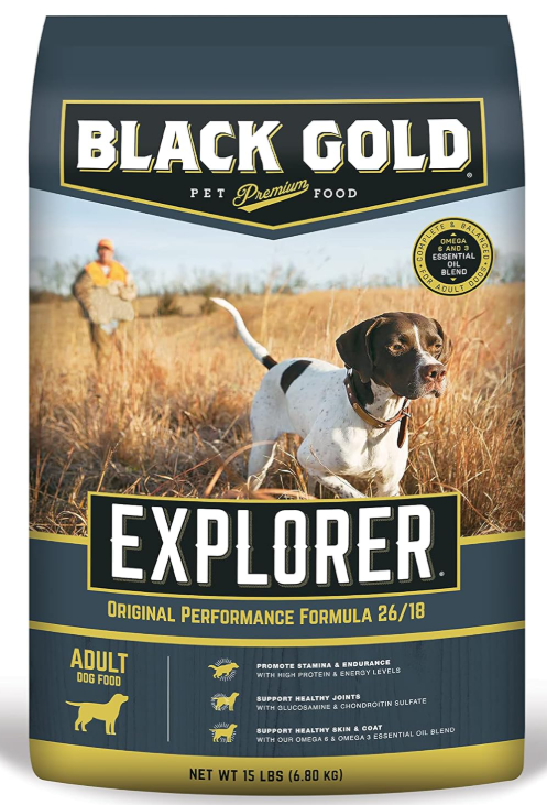 Black Gold Explorer Dry Dog Food for Adult Dogs, Original Performance 26/18 Formula, 15 lb Bag